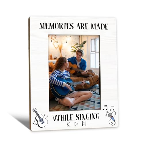 Beliran Gifts for Singers Picture Frame 5x7 Singer Gifts Photo Frame Music Gift for Women Men Music Lovers Memories are Made While Singing Wooden Picture Photo Frames for Desk Home Room Decor