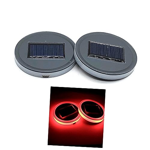 Portavasos LED solar rojo impermeable para carro miniatura 1