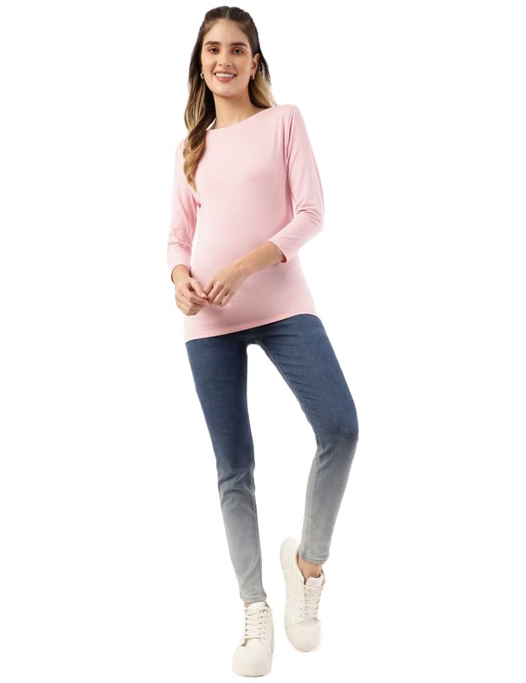 Image of Marks & Spencer Womens Solid Cotton Blend Boat Neck Slim Fit T-Shirt