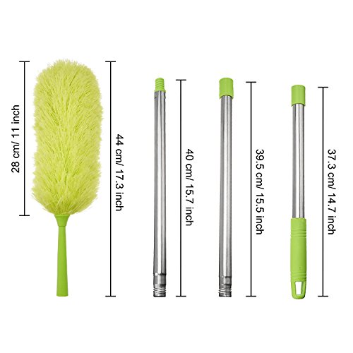 Sumind 153 cm Electrostatic Duster Fluffy Microfiber Cleaning Duster, Static Bendable Green Duster with Detachable Long Pole for Home, Office and Cars - Thumbnail 6