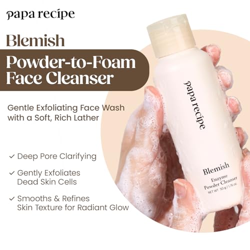Image of Papa Recipe Blemish Enzyme Powder Cleanser (3 Pack) - Travel-Friendly Korean Powder-to-Foam Face Wash, Rice Powder for Radiant-Looking Skin, Gentle Exfoliation, Smooth Texture & Pore Care