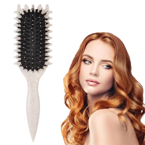 NHQZ 1 Piezas Bou-Nce1 Curl Brush, Cepillo Multifuncional Para Rizos, Define Styling Brush, Cepillo Pelo Rizado,28Cm Cepillo Para Cabello Rizado Para Peinar, Dar Forma(Beige-C)
