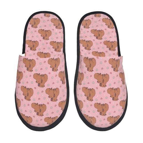 Heart Capybara Print Women Slippers Home Furry Shoes Keep Men Couples Shoes Warm For Women-