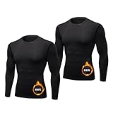 [XiXiV] 裏起毛 コンプレッションウェア 2枚組 メンズ 長袖シャツ 防寒肌着 あったかインナー トレーニングウェア 通気防臭 スポーツウェア スポーツインナー コールドギア [吸汗速乾 防寒 軽量保温]