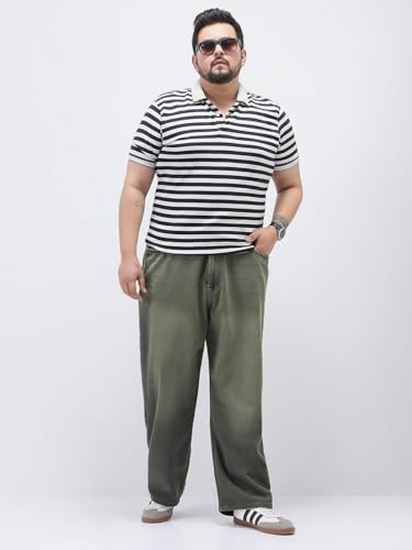 Image of Urbano Plus Men's Loose Baggy Fit Heavy Washed Jeans Non-Stretchable