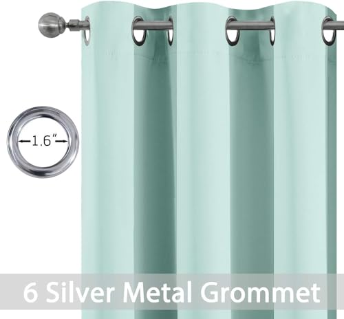 Yakamok Blackout Curtains Room Darkening Thermal Insulated Window Panels,Solid Grommet Top Drapes for Bedroom/Living Room(38Wx90L, Aqua, 2 Panels)