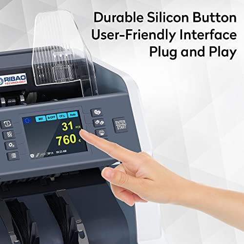 RIBAO BC-40 Banknote Counter&Currency Detector, Money Counter Machine, Cash Value Count 4 Currencies, CIS/UV/MG/IR Counterfeit Detection, 2 Year Warranty