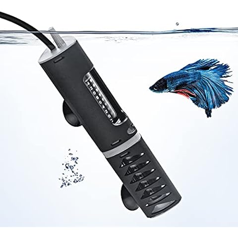 PYPABL Adjustable Aquarium Heater with Protective Cover, 25W 60W 100W 120W Submersible Heater Thermostat for 10L-125Litres Fish and Turtle Tank (60W for 20-65L) Cover