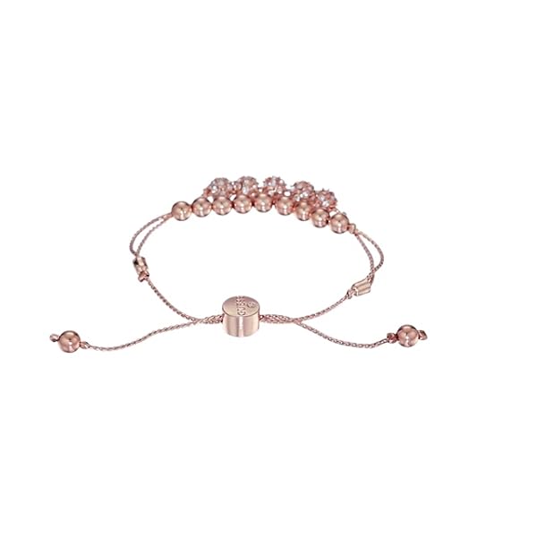 GUESS Rose-Gold-Tone Two Row Slider Bracelet with Metal and Crystal Pave Beads
