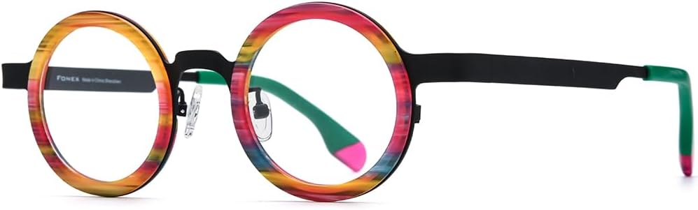 FONEX Acetate Titanium Glasses Frame Women Round Eyeglasses Vintage Eyewear F85816 - Image 6