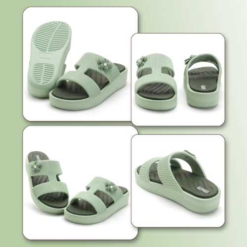 Image of DOCTOR HEALTH SUPER SOFT Women's EVA Platform Slide Slippers | Soft Cushioned Lightweight Anti-Skid Bathroom House Slippers | Floral Charm Comfort Slides for Indoor Outdoor Everyday Wear