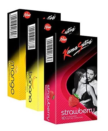 KamaSutra Mango + Banana + Strawberry Flavoured Condoms for Men | Tempting Flavours with Dotted Texture | Made with Natural Rubber Latex | Excite/Flavour Series | Pack of 3-12 Flavoured Condoms Each-picture-10