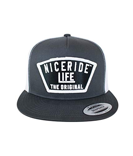 NICERIDE Grinder Embroidered Unisex Adjustable Snapback Trucker Baseball Hat for Men and Women - Embroidered Logo (Charcoal/White)