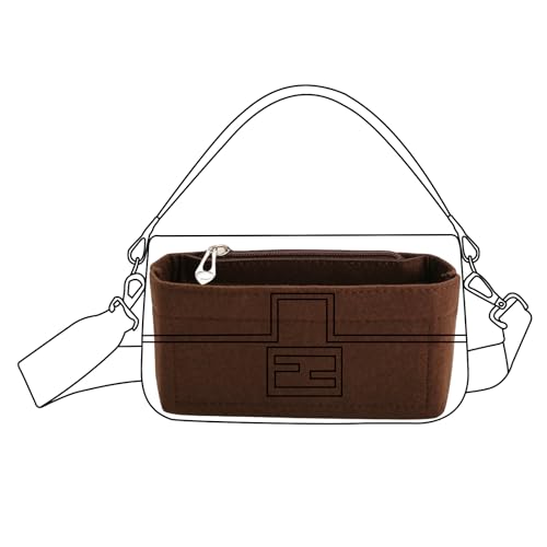 Lckaey Felt purse organizer for FENDI baguette bag insert for fendi Handbag baguette Organizers Y090coffee-M
