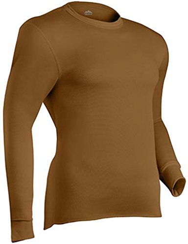 ColdPruf Men's Expedition Single Layer Long Sleeve Base Layer Crew Neck Top, Coyote Brown, Large 85ALGCB