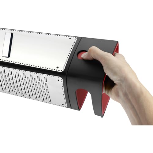 Foto von Silit Vierkantreibe mit Auffangbehälter, 29,5 x 11 x 11 cm, 4 Reibeflächen, Edelstahl, Kunststoff, Kartoffelreibe, Gurkenhobel