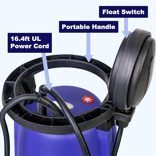 Image of MEDAS 1 HP Submersible Water Pump 3-in-1 Sump Pump Thermoplastic Portable Utility Pump 4623 GPH High Flow Water Removal for Swimming Pool Garden Pond Basement with 16.4ft Long Power Cord