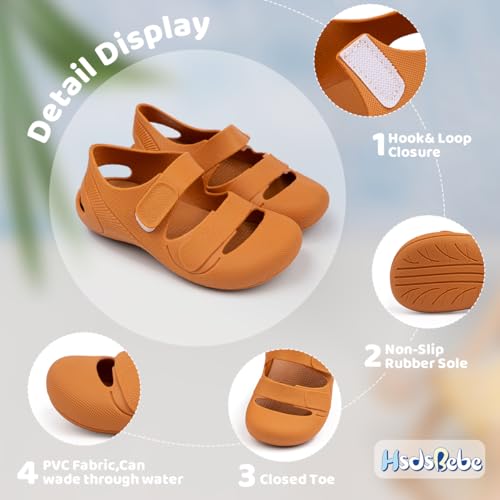 Image of HsdsBebe Little Kids Beach Sandals Toddler Boys Girls Jelly Sandals Closed-Toe With Anti-Slip Rubber Sole Children Summer Outdoor Water Shoes