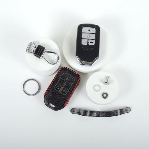 Image of Leather Car Smart Key Cover Case for Honda New Civic New Honda City (Black)