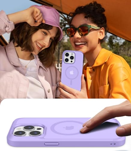 Image of BossKiss Compatible with iPhone 15 Pro Case, [Compatible with Magsafe] [Screen+Camera Protector] Magnetic Translucent Matte Women Men Girl Protective Cover for iPhone 15 Pro 6.1 inch, Light Purple