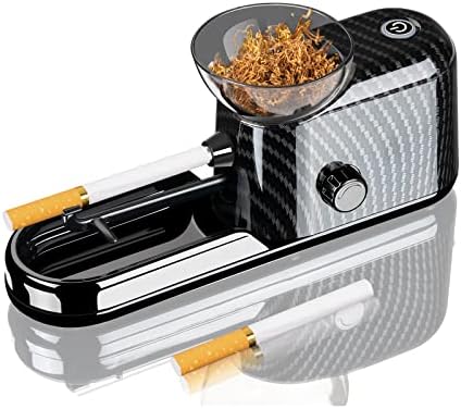 Electric Cigarette Rolling Automatic Roller Maker Portable Household Auto Electric Cigarette Injector Machine for Regular Size Filtered Cigarettes 8mm 0.31” Diameter Tube (Black 02)