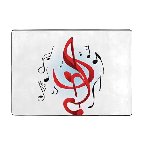 Colored Music Print Living Room Anti Slip and Absorbent Carpet, Indoor Bedroom Bed Floor Mat, Ultra Soft Washable Carpet 80x58 in