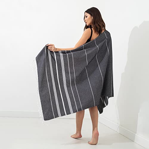 Turkish Beach Towel, 100x180cm Large Turkish Hammam Peshtemal Towel, Super Absorbent, Quick Dry, Sand Free, Lightweight - Image 4