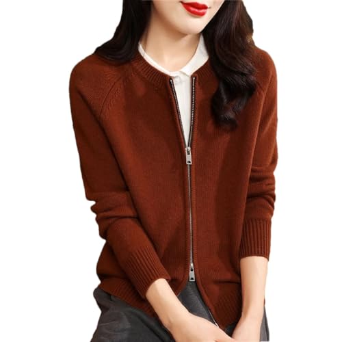 Women's Woolen Knitted Winter Thicken Sweaters Cardigan Long Sleeve O-Neck Jacket Casual Zipper Coats