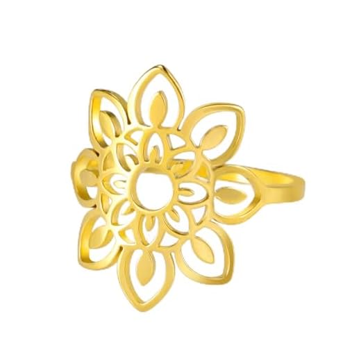 TEAMER Stainless Steel Lotus Geometric Ring