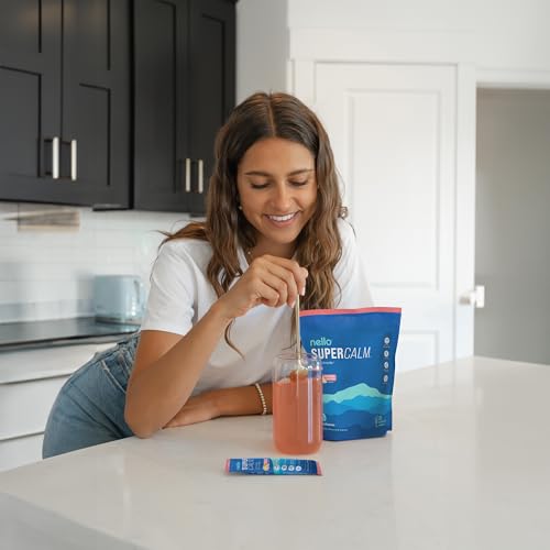 nello supercalm powdered drink mix raspberry lemonade l theanine ksm-66 ashwagandha magnesium glycinate vitamin d 3 supplements for relaxation amp focus no sugar non gmo on the go 20 ct