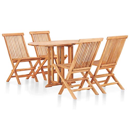 BaraSh Set Comedor de jardín Plegable 5 Piezas Conjunto Jardin Exterior Conjunto de Mesa y sillas de Jardin Mesa de Jardin Exterior Ofertas Madera Maciza de Teca