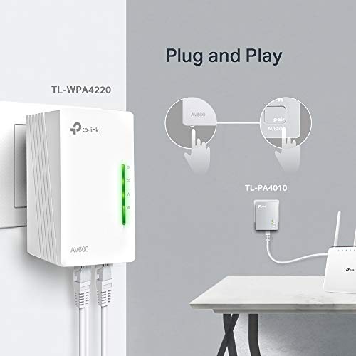 Image of TP-Link AV600 300Mbps Powerline Wi-Fi Extender Starter Kit - Powerline Adapter with WiFi, WiFi Booster, Plug & Play, Power Saving, Expand Both Wired and WiFi Connections (TL-WPA4220 KIT)