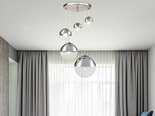 Design Decken Pendel Leuchte Glas Kugel Strahler chrom Wohn Zimmer Hänge Lampe klar Globo 15851-5