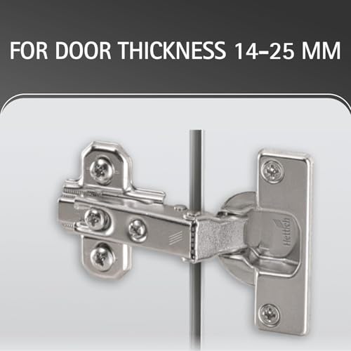 Image of Hettich Slide On 16K Soft Close Cabinet Hinge with Mounting Plate, 4 Hole Inset Door, Nickel Plated, 95 Opening for 14-25mm Panels, Pack of 5 (10 Hinges)