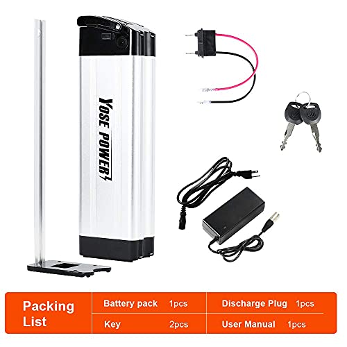 Image of Yose Power 36V13Ah Ebike Battery, XH370-10J Silver Fish Lithium-ion Pedelec Battery with Charge for 250W /350W /500W Electric Bike Bicycles Folding Bike Mountain Bike Motor (US Warehouse)