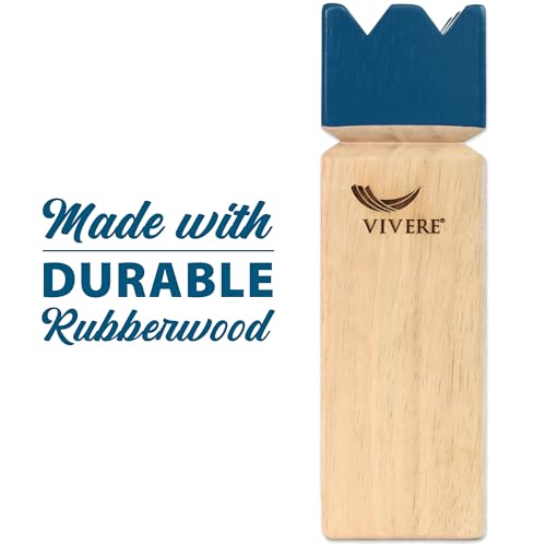 Image of Vivere Kubb Yard Game Set Tournament Quality, Viking Chess Outdoor Clash Toss Yard Game with Carrying Case - Premium Rubber Wood with Corner Stakes