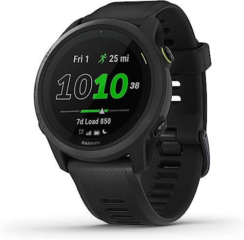 Garmin Forerunner 745, GPS per la corsa, Display MIP da 1,2', Distanza, Passo, Cardio, HRV, VO2max, Piani gratuiti per 5K, 10K e mezza, Musica, GarminPay, Notifiche (Black)