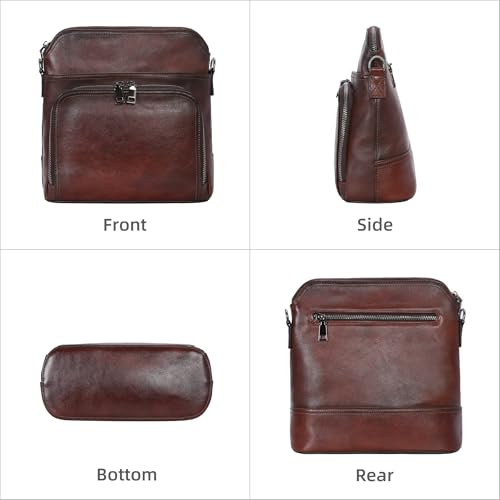Image of Iswee Leather Crossbody Bags for Women Multi Pockets Medium Shoulder Bag Lightweight Functional Travel Purse
