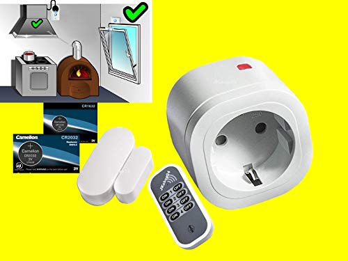 Mini FUNK-Abluftsteuerung-SET für Dunstabzugshaube,Klimaanlage,etc. bei Betrieb von Ofen,Kamin,Therme | Intertechno Power-Zwischenstecker