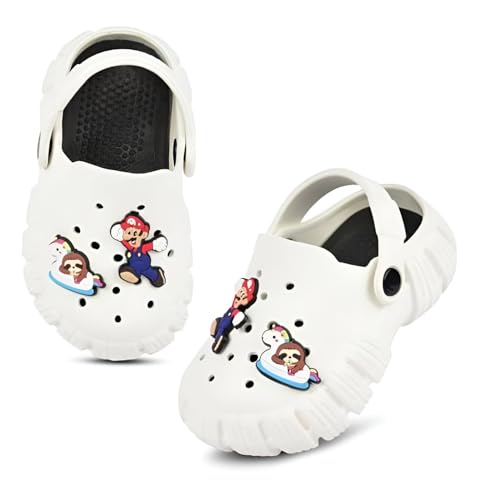 Image of GIMME ! Little Monkey, Toddler Clogs Slippers, 12 Months to 6 Years, Baby Boy, Waterproof, Lightweight, Cute Cartoon Fun Charms, Pink, Non-Slip Sole