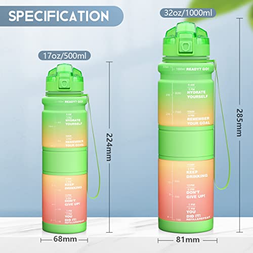 Lunidry Trinkflasche - Tritan BPA Frei Wasserflasche Kinder, 1L/500ml Kohlensäure Geeignet Auslaufsicher Sport Trinkflasche mit… – Ansicht 2