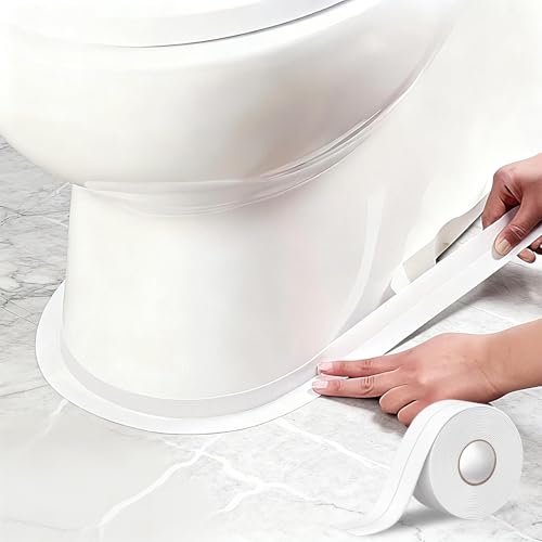 2 Rolls White Caulk Tape Waterproof Self Adhesive, Premium tub caulking strip with Sealing Tool, Easy to Install Peel and Stick Caulking Tape for Bathtub, Toilet, Kitchen, Stoves, Sink (1.5