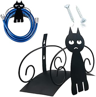 Garden Hose Holder, Solid Heavy Duty Metal Wall Mounted Hose Pipe Hanger, Water Hose Hook for 125ft Long Hose Storage, Decorative Wall Mount Hose Bracket - Cute Cat Type Hose Stand with Screws