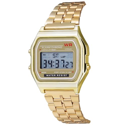 Licsaliwe �f�W�^���E�H�b�` F91W LED �X�|�[�c�r���v - ���߉\�ȓd�q���v �X�`�[���X�g���b�v�t�� �r�W�l�X�p, �S�[���h, Gold, �J�W���A���B