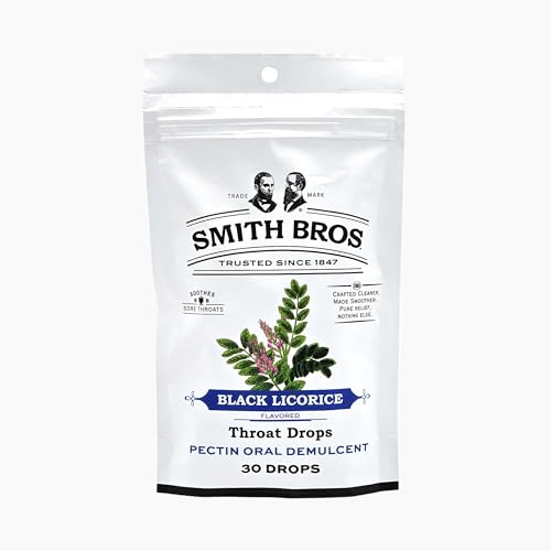 Sore Throat Lozenges with Pectin by Smith Brothers Black Licorice Flavor: Vintage Candy Throat Drops - The Original American Cough Drop (Pack of 3)