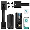 WiFi Smart Locks for Front Door with Handle Set, App Control, Keyless Entry Door Lock Fingerprint Deadbolt, Electronic Digital Touchscreen keypad, Auto Lock, Easy Install (Black)