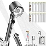 Ion High Pressure Filtered Shower Head with Handheld & Hose for Hard Water