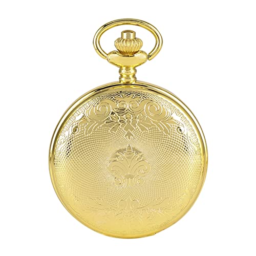 Uxury Zakhorloge Mechanisch Handmatig Opwindbaar Dubbel Open Zijketting Goudkleurig - Afbeelding 7