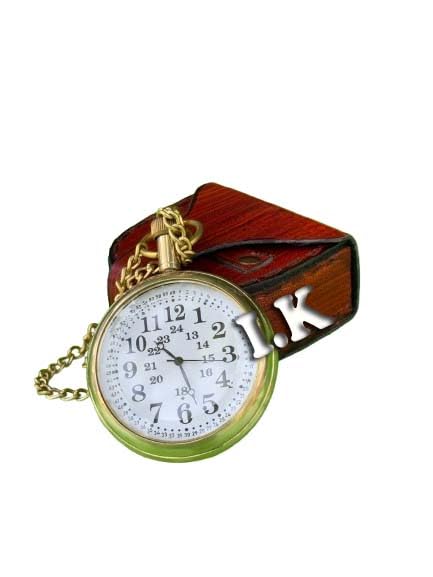 Antique Ancient Look Numeral Metal Antique Color Mens Womens Pocket Watch Gold Metal Pocket Watch Chain with Leather Box-image-3