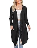 Irevial Damen Strickjacke Casual Cardigan Elegant Lang Einfarbige Dünne Jacke Für Frühling und Sommer